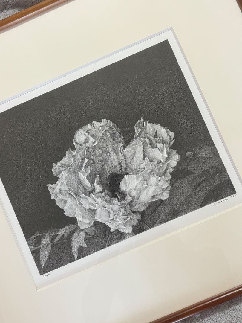野田弘志 作 牡丹 1990年　真作　リトグラフ　銅版画