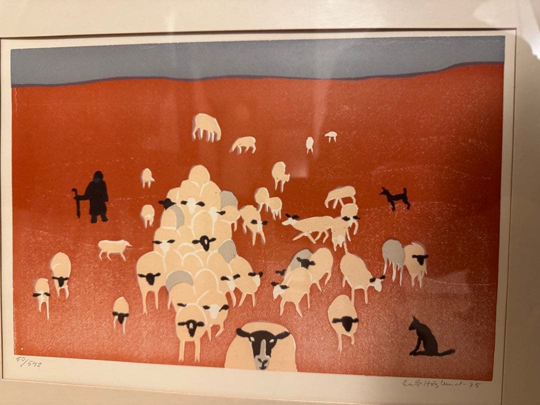 Erik Hoglund エリックホグラン リトグラフ 羊飼い