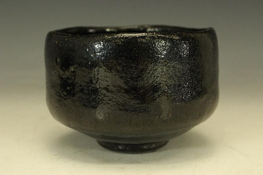 茶道具 黒楽茶碗 九行 在印(LC507)