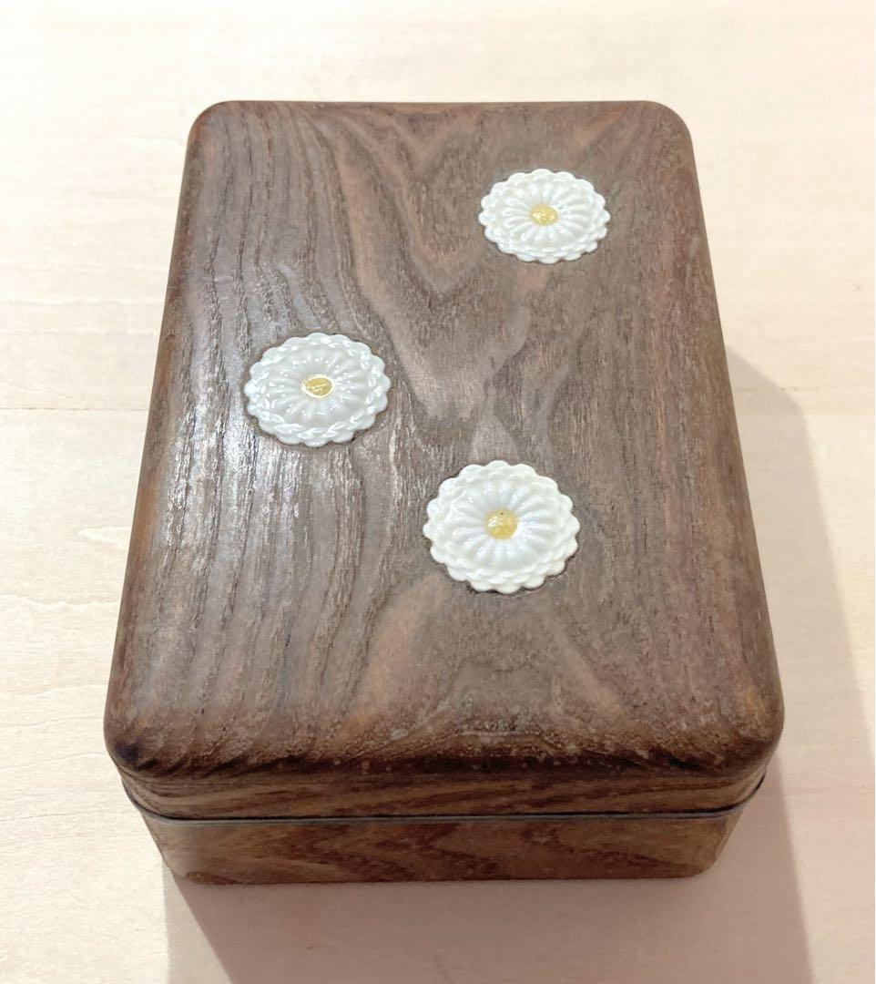 ◇竹泉造 指物師 孟斎作 落款 押印 「菊陶玉箱入」桐箱◇