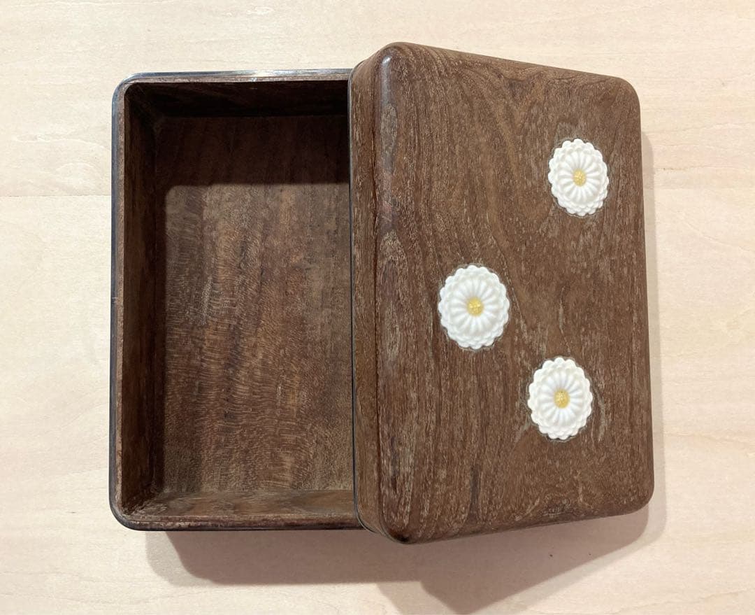 ◇竹泉造 指物師 孟斎作 落款 押印 「菊陶玉箱入」桐箱◇