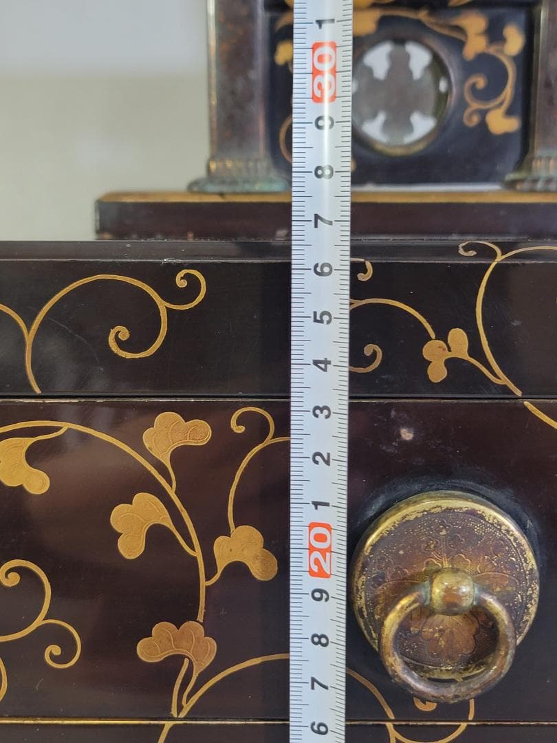 古美術 纏枝蓮花紋 蒔絵 鏡台 化粧箱付 時代物 DT426