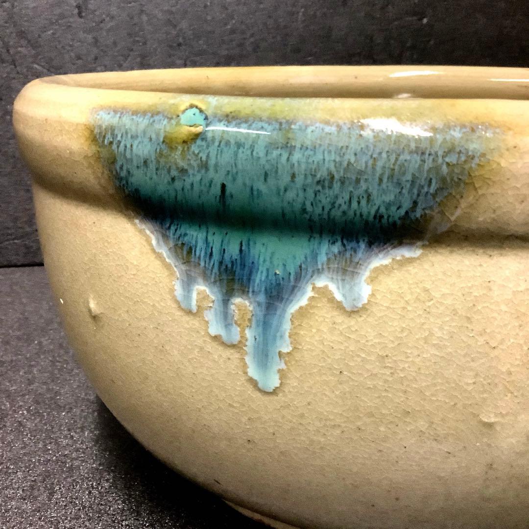 黄瀬戸　こね鉢・水鉢・花鉢・めだか鉢**昭和レトロ**