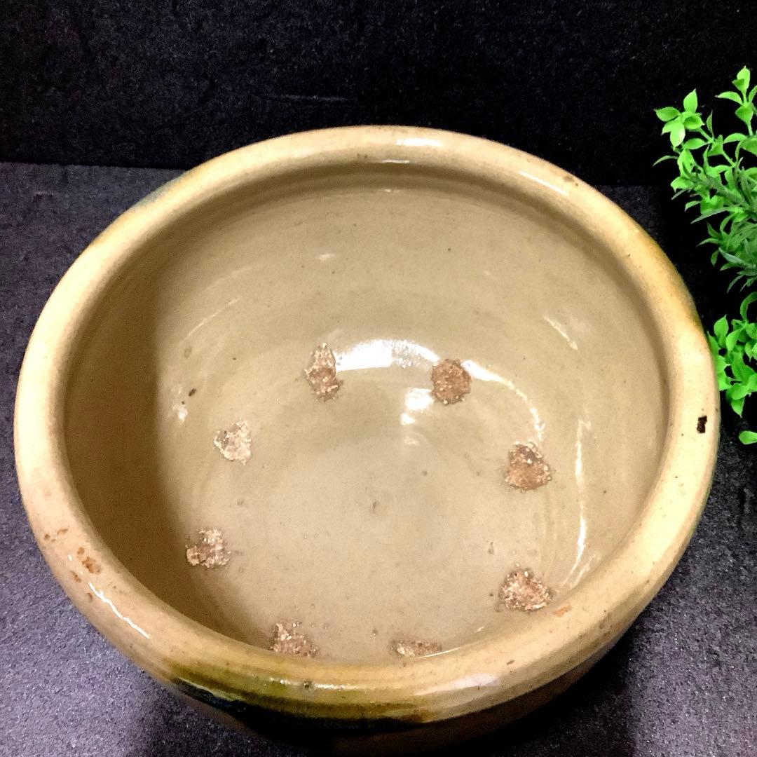 黄瀬戸　こね鉢・水鉢・花鉢・めだか鉢**昭和レトロ**