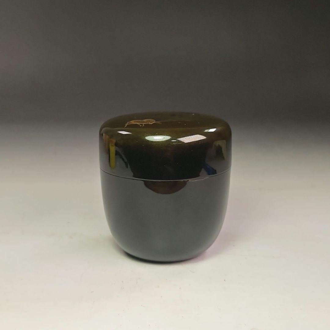 イ939 棗『中村宗尹』『鈴虫に萩蒔絵　中棗　共箱』茶道具