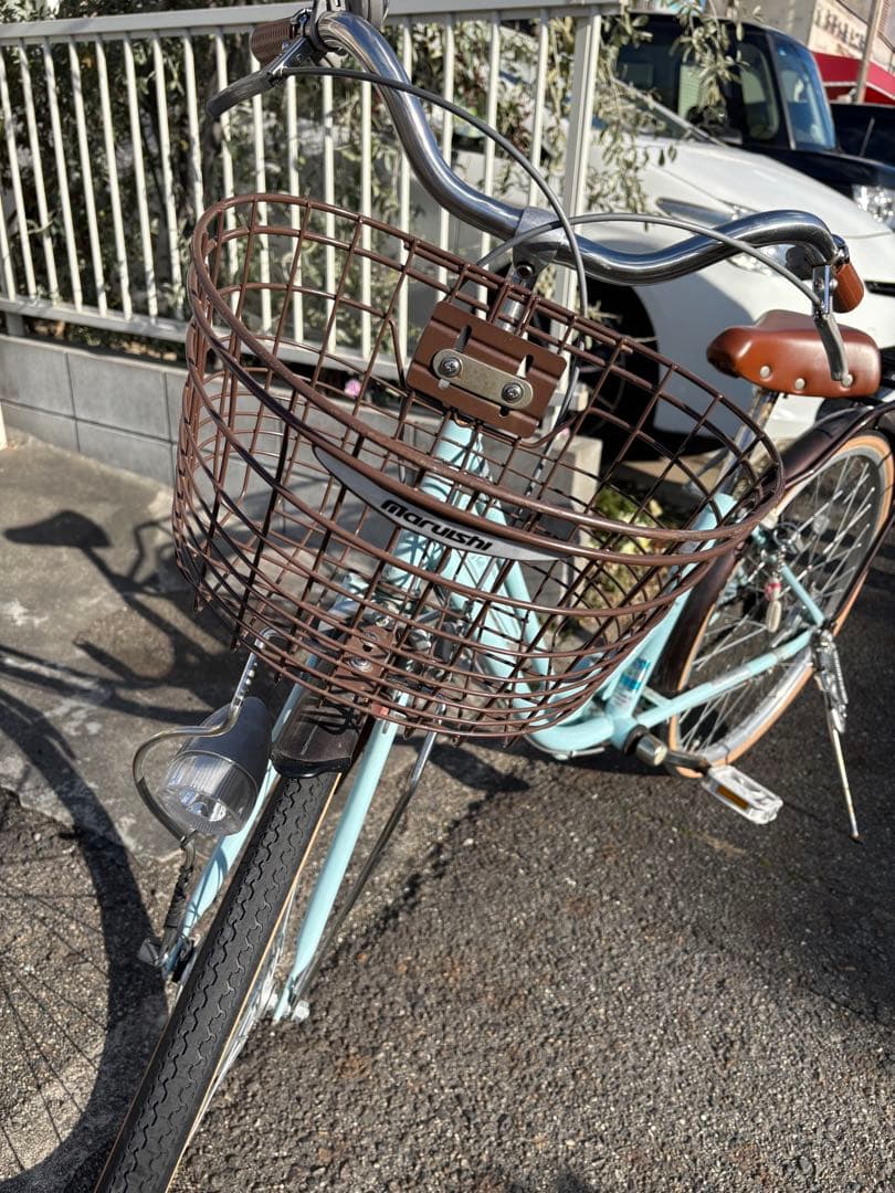 子供用自転車 水色 26インチ 前面バスケット付き