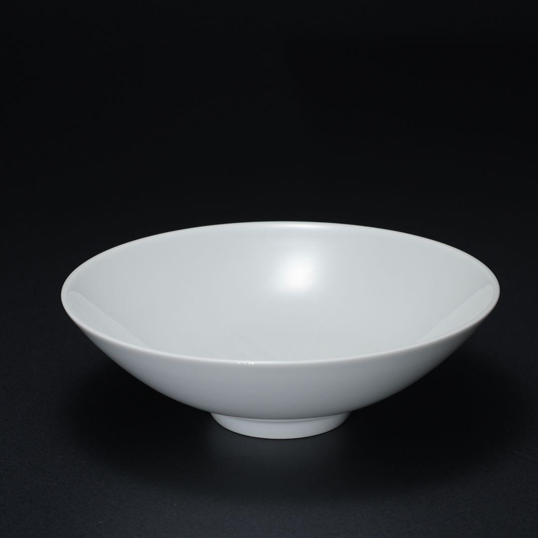 人間国宝 井上萬二 白磁笹彫文　鉢　菓子器　共箱　R1490ダK2