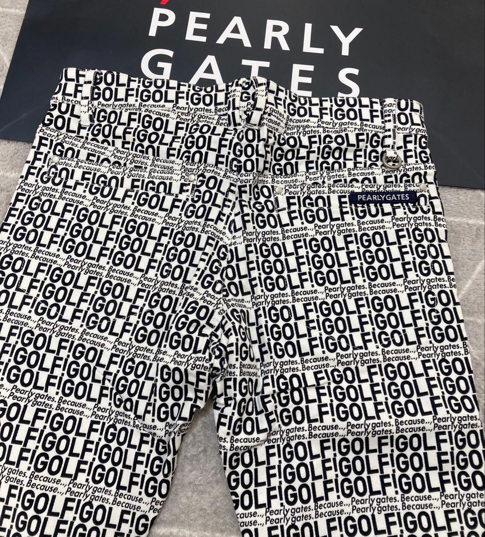 新品 パーリーゲイツ コットンストレッチカルゼ表ピーチ パンツ(4)サイズM/白