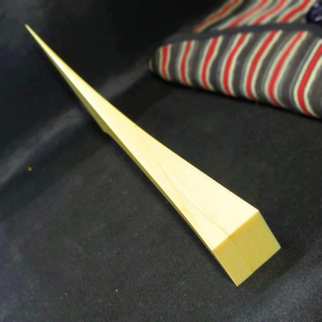 三味線 撥 バチ 天然材細工 縞模袋付 和楽器 旧家蔵出美品