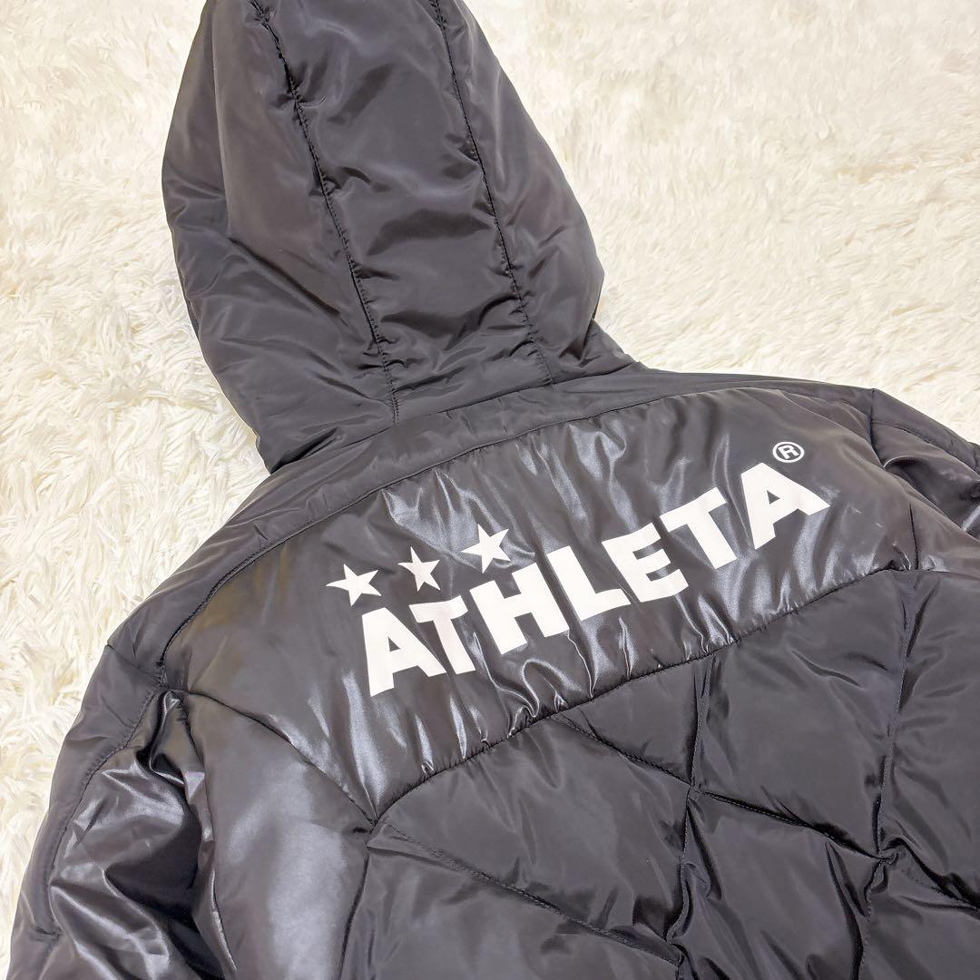 ATHLETA ブラック キルティング ベンチコート 160 サッカー アスレタ