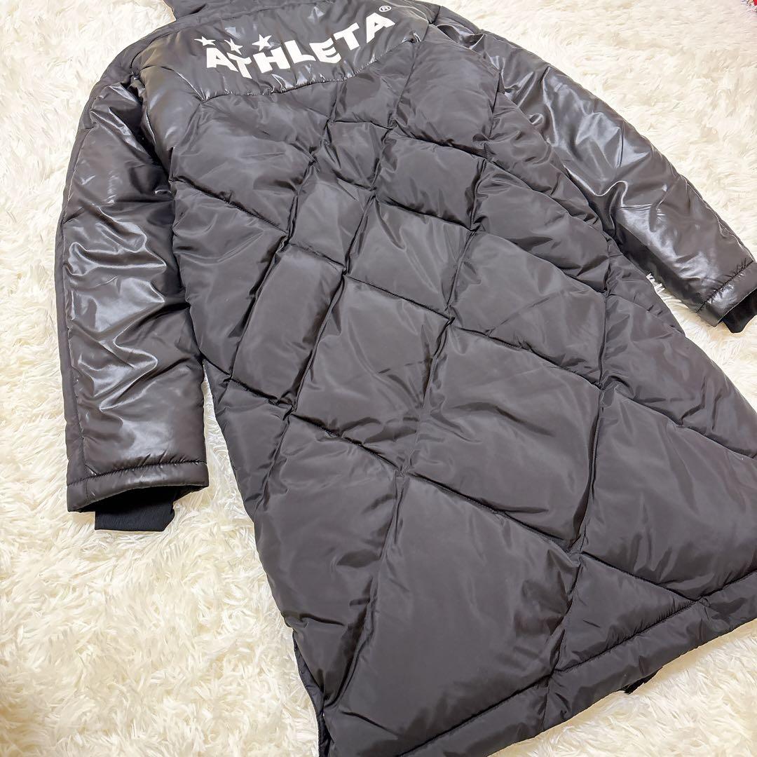 ATHLETA ブラック キルティング ベンチコート 160 サッカー アスレタ