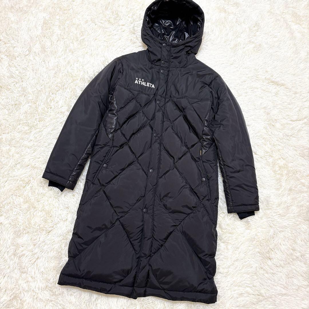 ATHLETA ブラック キルティング ベンチコート 160 サッカー アスレタ