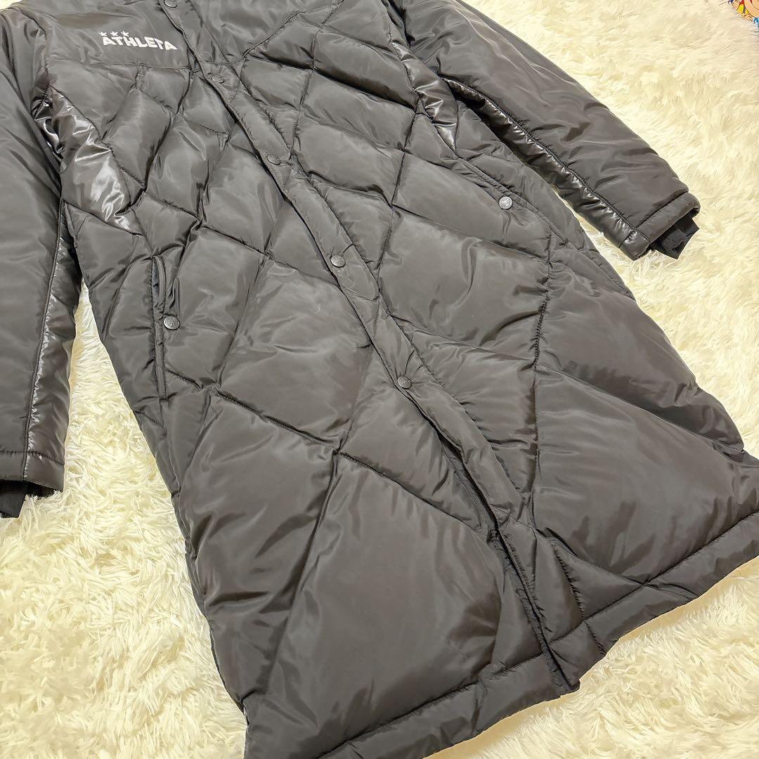 ATHLETA ブラック キルティング ベンチコート 160 サッカー アスレタ