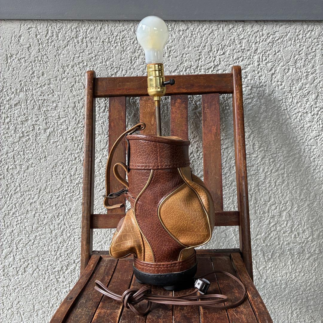 貴重レア！アメリカヴィンテージ　ゴルフバッグの卓上ランプ　GOLFインテリア照明