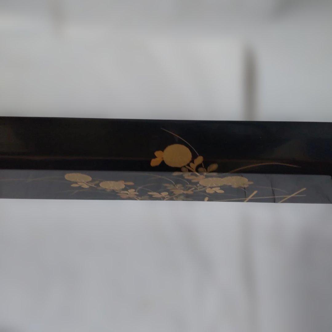 炉縁 塗師 林哲山 作『 四季草花蒔絵 』 四君子 金蒔絵 共箱 茶道具 美品