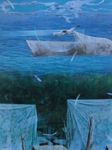堀晃、海の話―行く方、希少画集画、新品高級額、額装付、状態良好