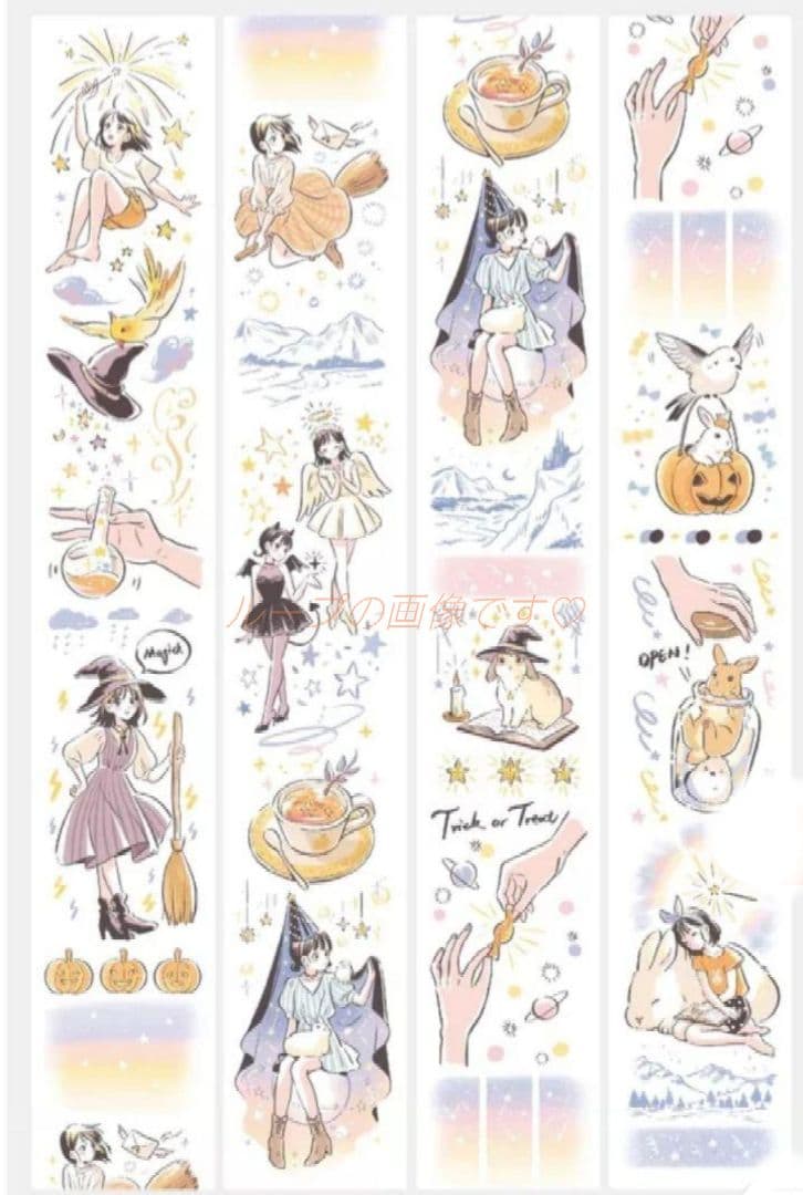 J951＃魔女派对(雾面PET)噼里啪啦実験室切り売り海外人物マステ女の子