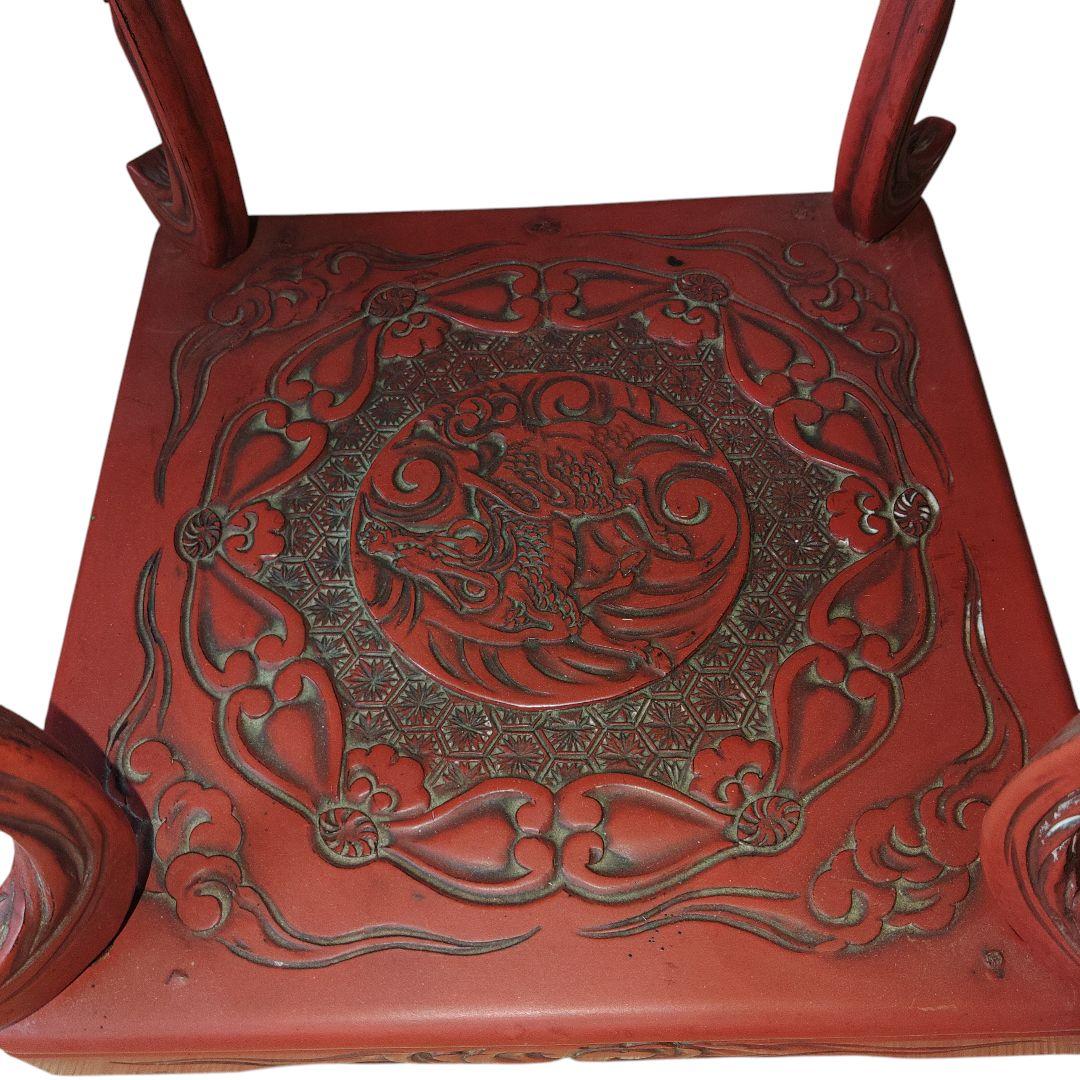 堆朱　草花文飾り台　古美術　伝統工芸　アンティーク