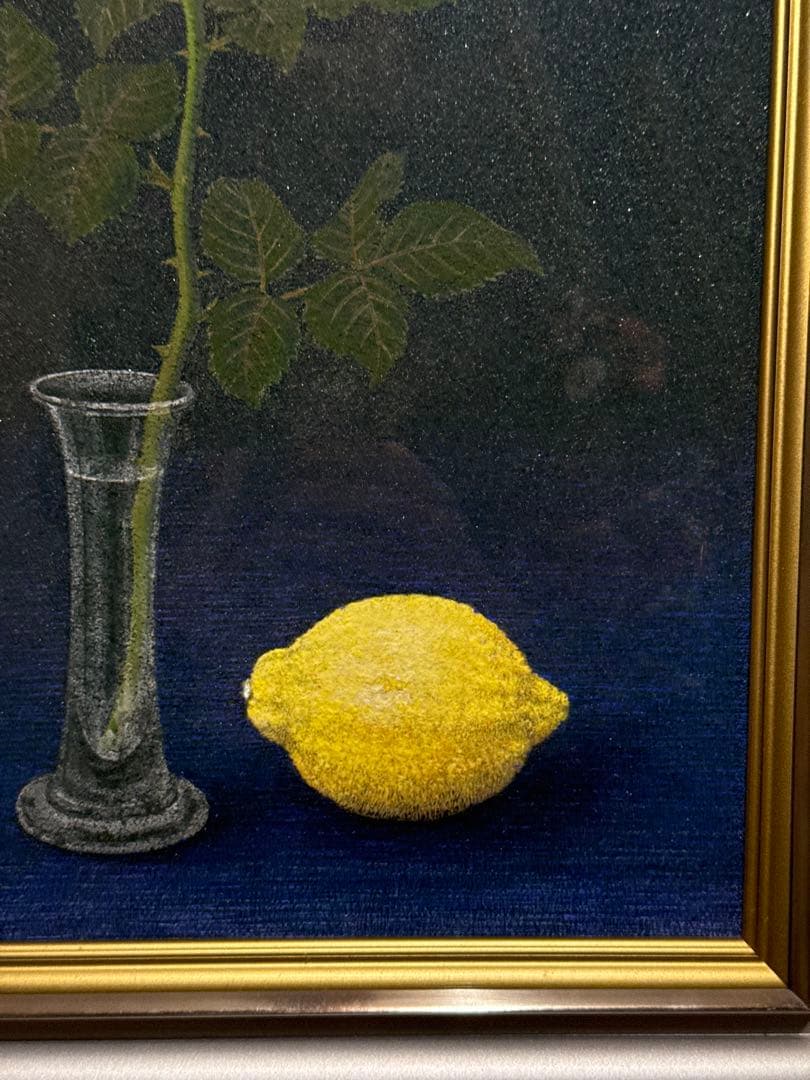 池内漳美【薔薇とレモン】肉筆日本画