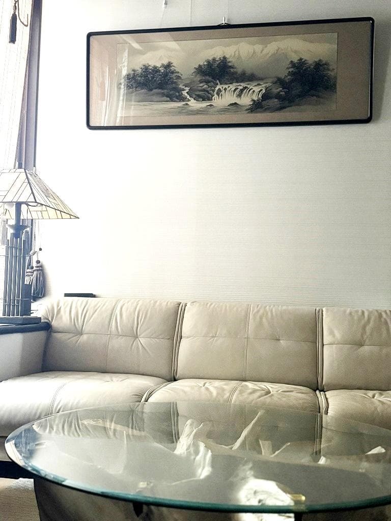 川島正行　水墨山水　四尺五寸（横幅139cm　縦48cm）春の到来　雪解け水