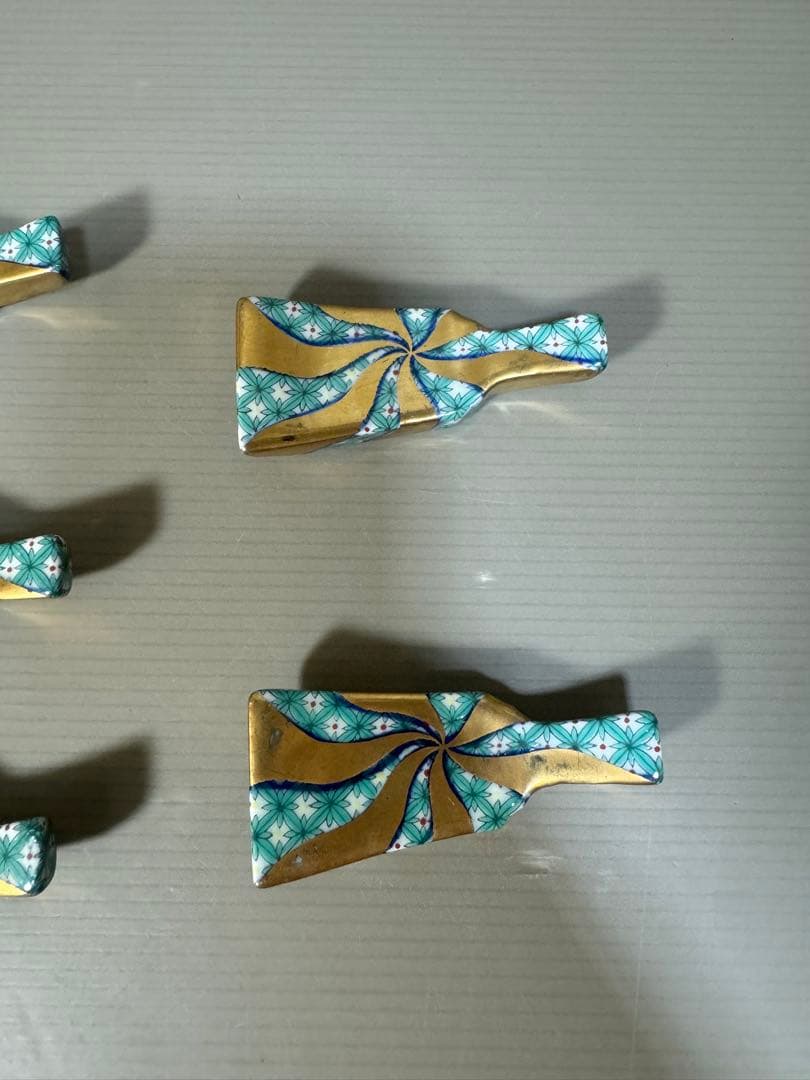 2316 有田焼　賞美堂 其泉 羽子板 箸置揃　5客