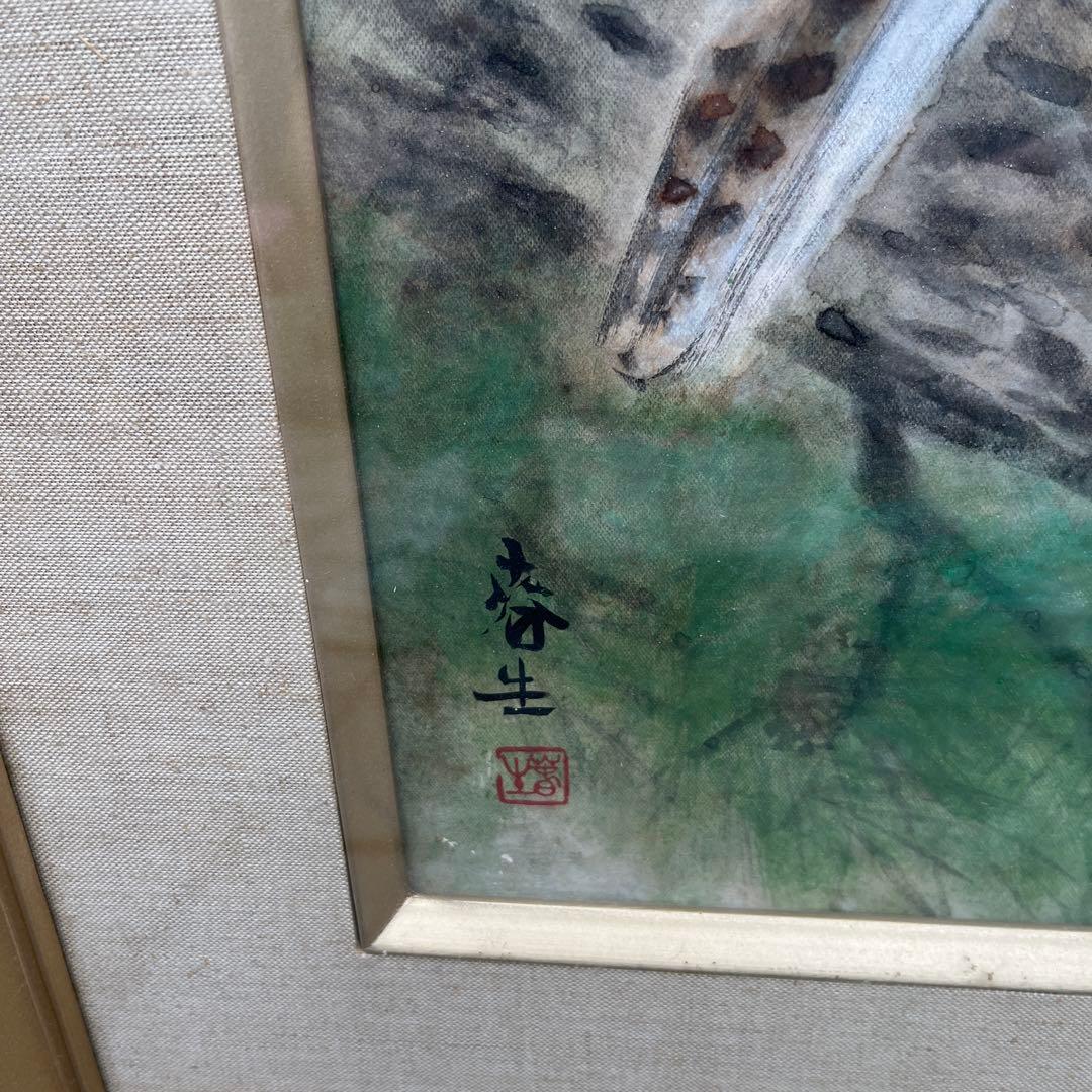 稲葉春正　作品 鷹の絵 木製フレーム付き 55センチ✖️65センチ