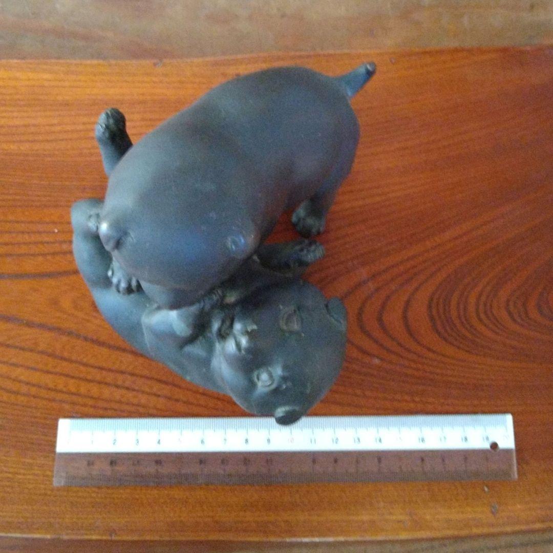 ブロンズ像　作家物　子犬像