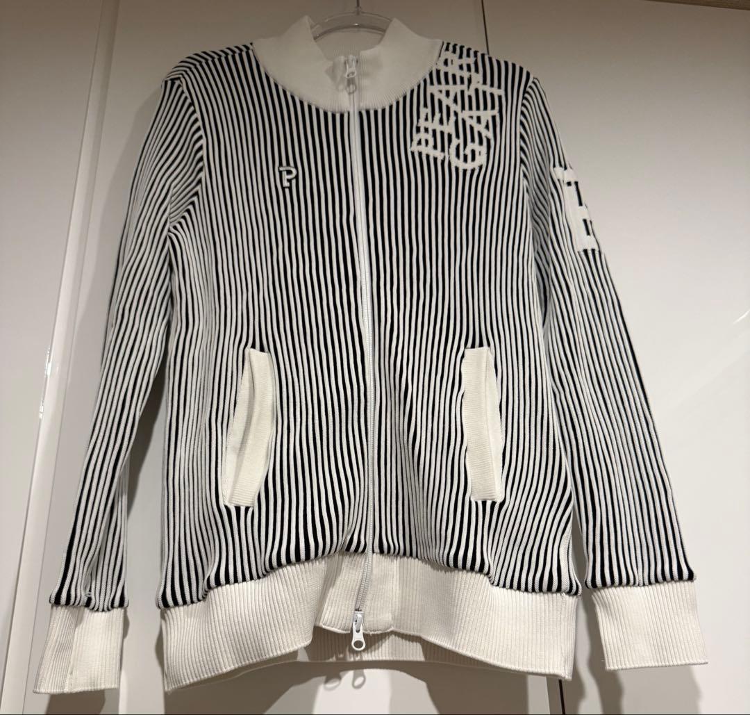 パーリーゲイツ ストライプ柄ニットブルゾン