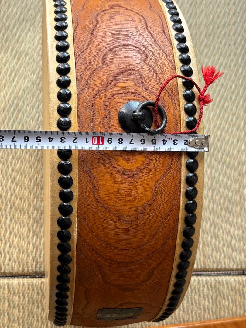 価格15万円程●和太鼓 宮本卯之助 平胴太鼓 1尺3寸 太鼓台、バチ、バチカバー