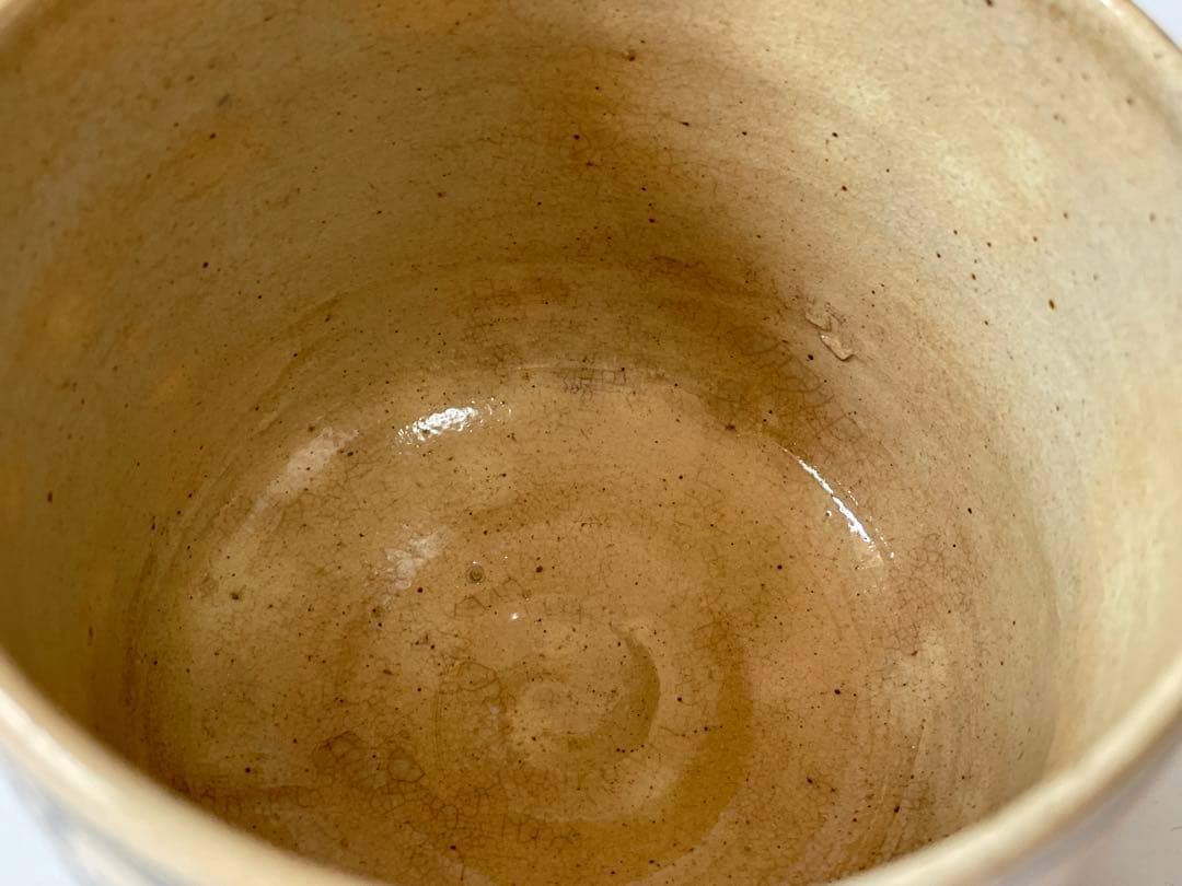 骨董　アンティーク　松竹梅　筒茶碗　鉄絵　京焼　志賀焼　仁清　箱付き