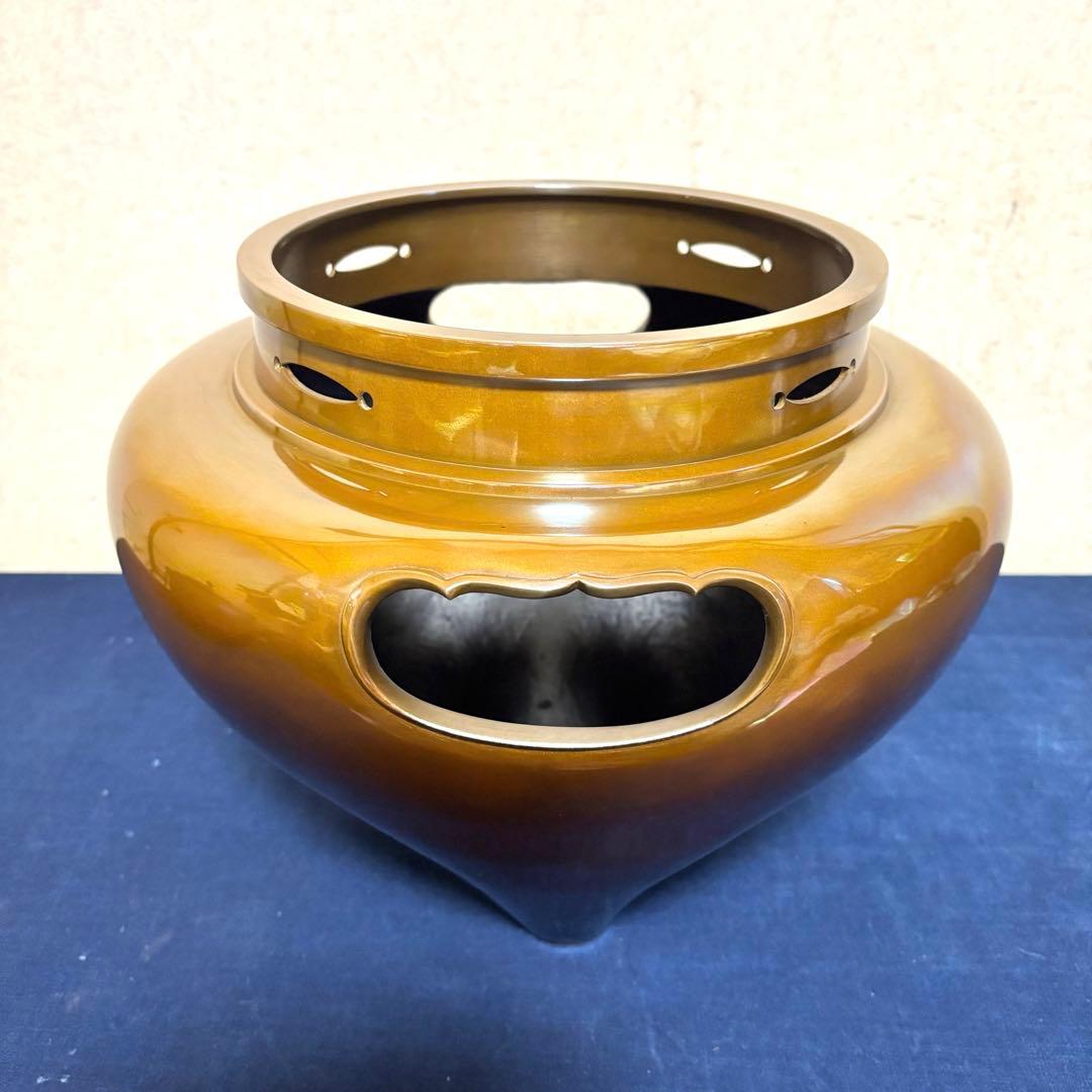 希少/角谷紗村/琉球風炉釜/唐銅風炉/茶釜/野々田電熱器/真塗敷板/底瓦/茶道具