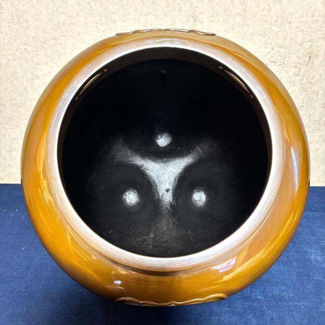 希少/角谷紗村/琉球風炉釜/唐銅風炉/茶釜/野々田電熱器/真塗敷板/底瓦/茶道具