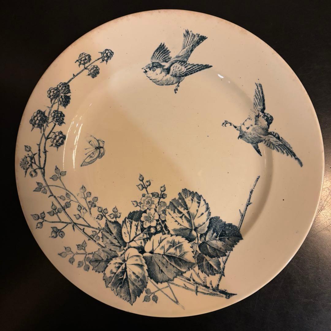 フランスアンティークプレート 3枚セット ラズベリー・小鳥・ボタニカル・小花柄