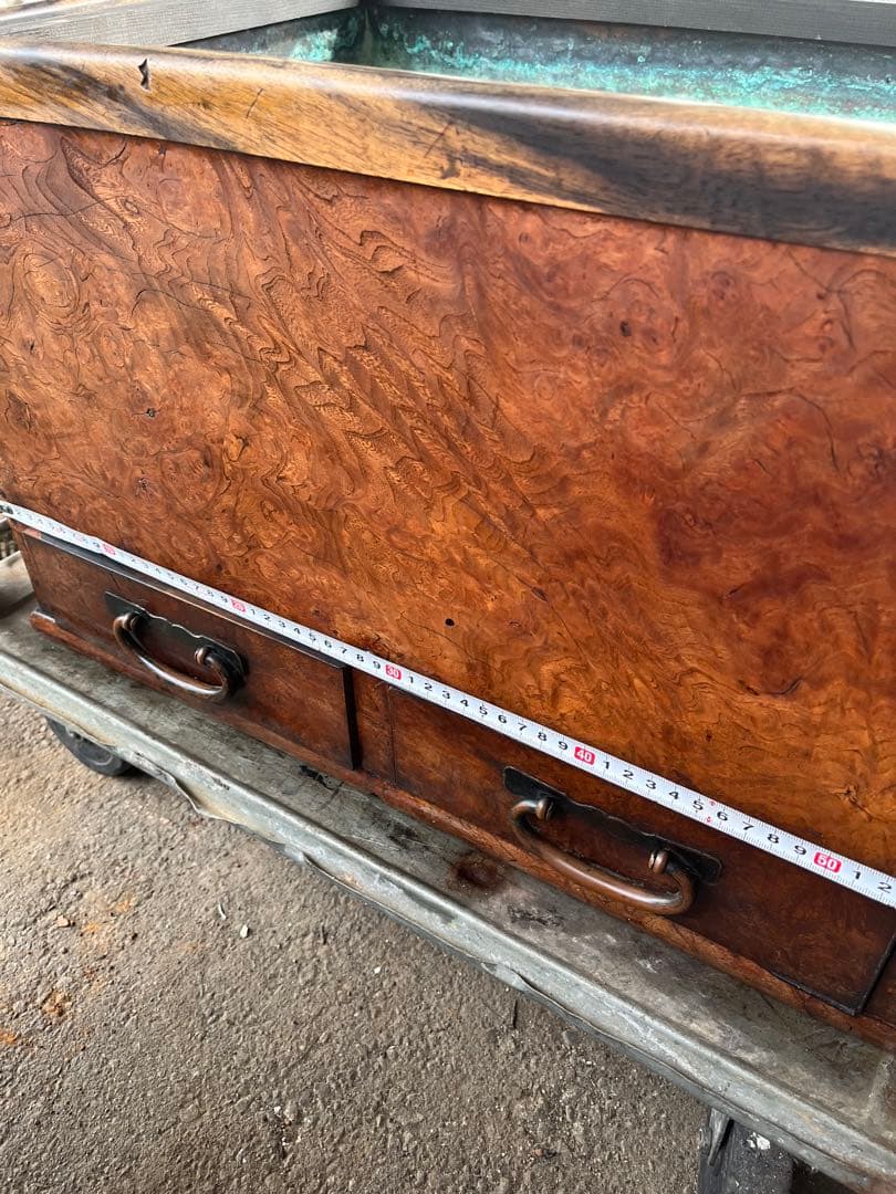 長火鉢、ケヤキ玉杢火鉢、ケヤキ長火鉢、 玉杢、火鉢、囲炉裏、