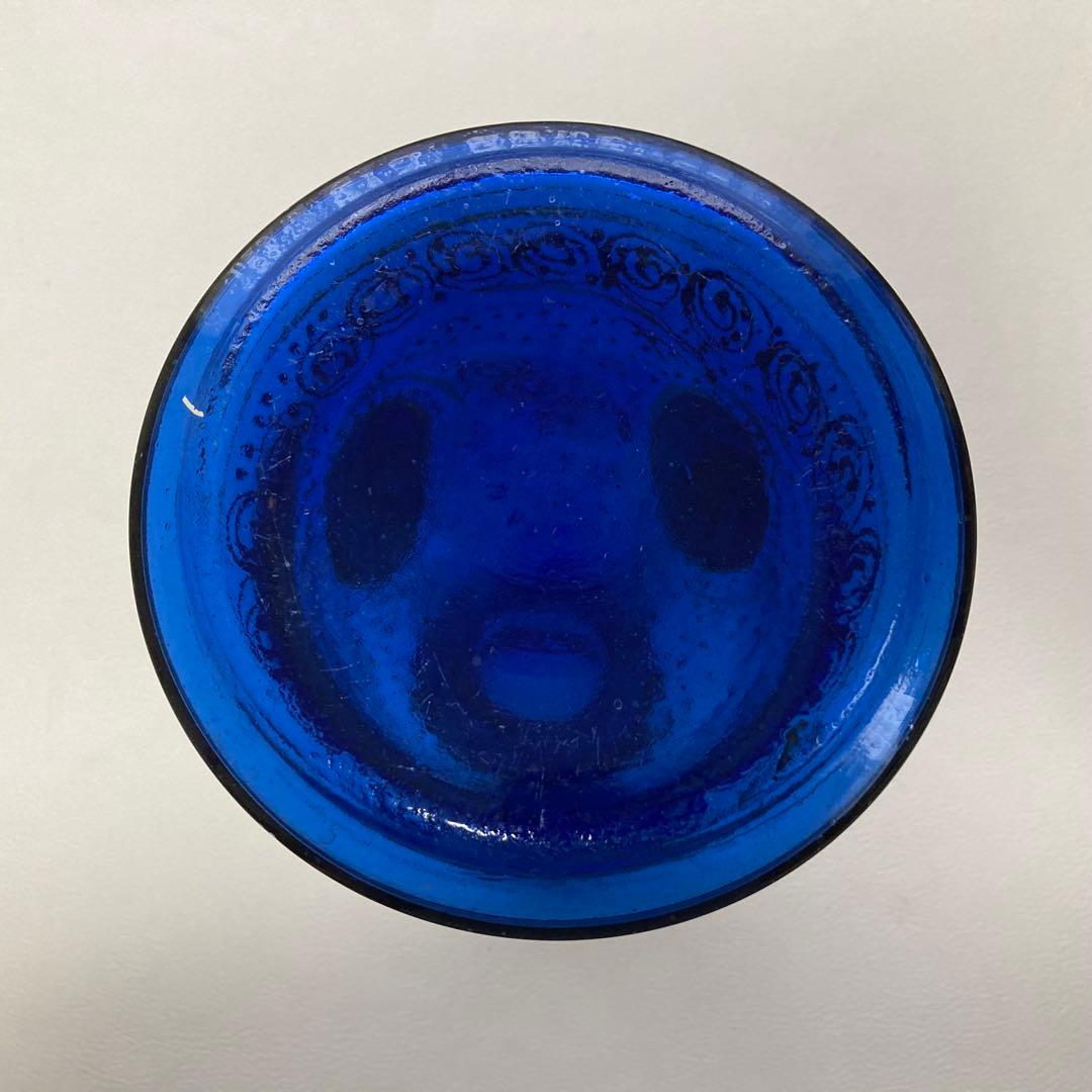 花瓶 花器 フラワーベース シーシャ 硝子 ボトル 瓶 青 レトロ ヴィンテージ