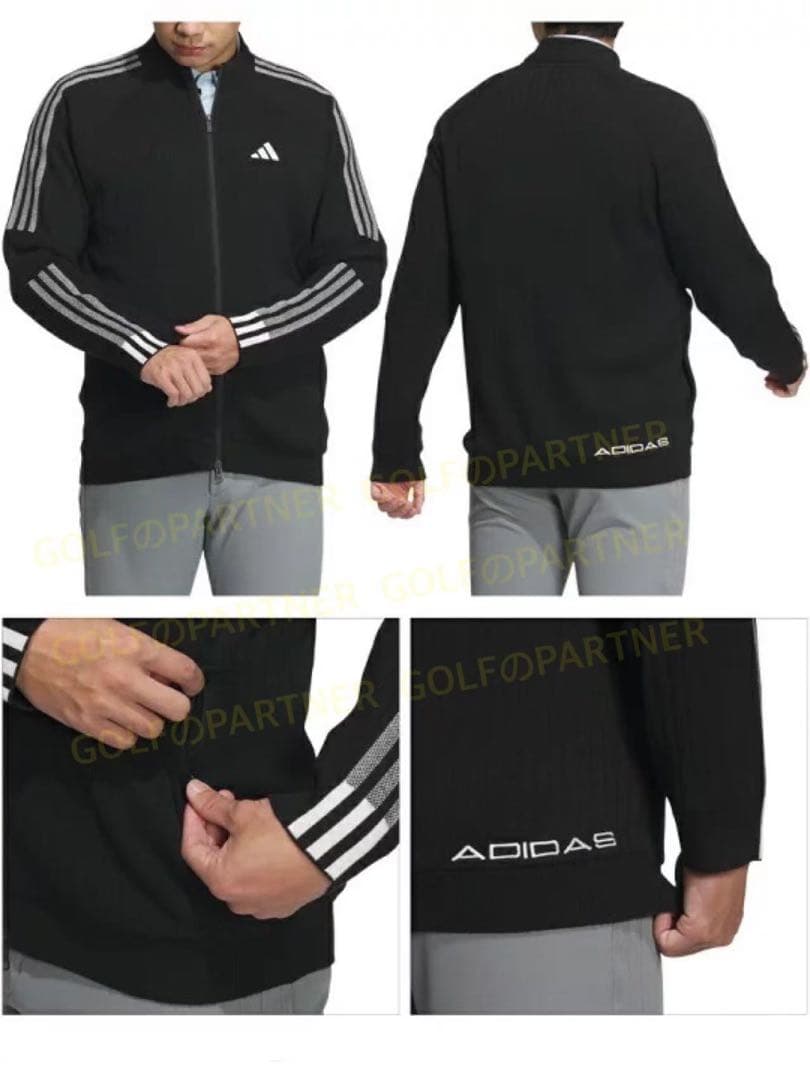L即日発送新品23100円アディダスゴルフ/メンズ/防風セータージャケット/黒