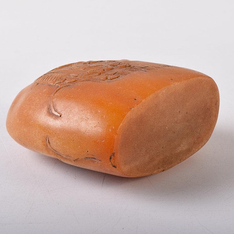 中国　篆刻　玉石田黄石彫刻　山水人物刻　印材　置物　V　7810