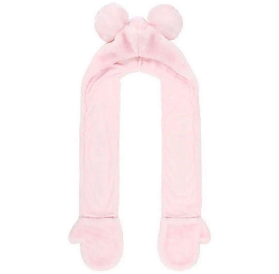 ピンク　ミニー　マフラーキャップ