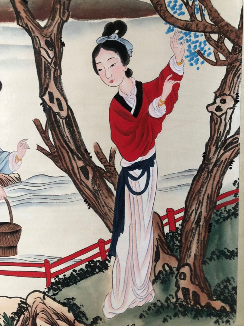 唐寅 人物画 掛け軸 四尺 手描き 中国美術 絵画 書画 人物図 インテリア