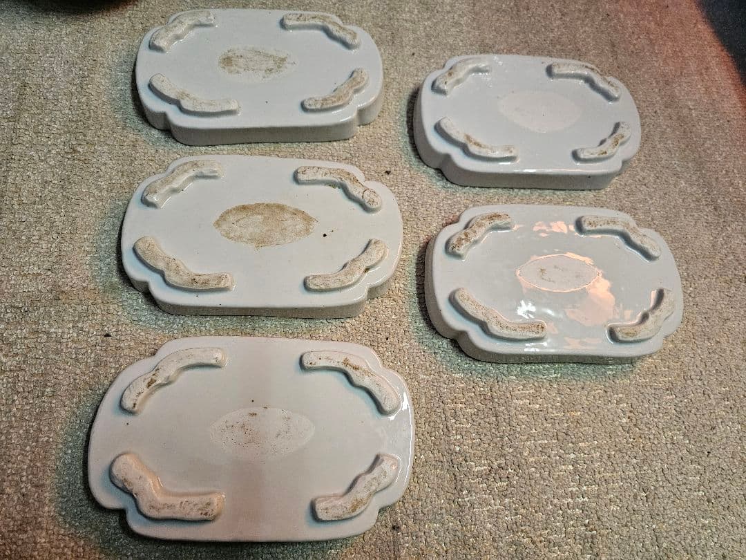 明治 古伊万里？ 京焼？ 古染付け写し 懐石用 虎に人 5客セット