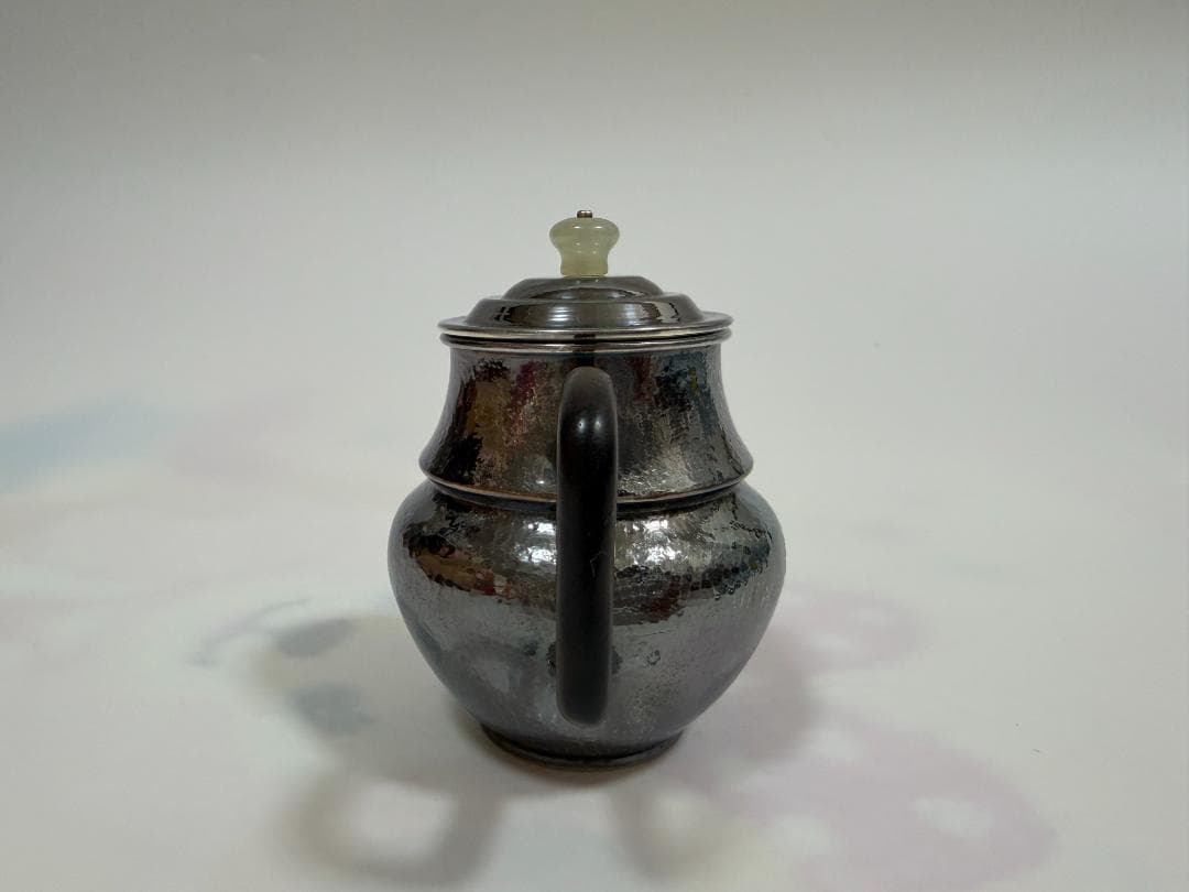 純銀製 菊文様 玉石摘 急須 銀瓶 煎茶道具