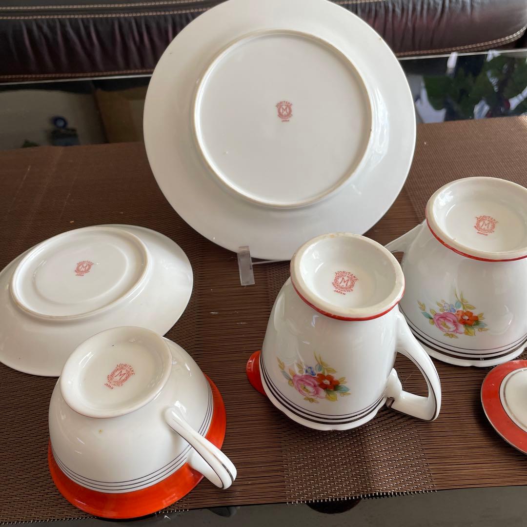 オールドノリタケ　ケーキ皿　カップ　クリーマー　シュガー4点セット