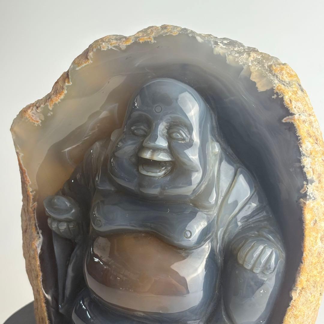 中国 瑪瑙 布袋 彫刻 天然石 置物 玉石