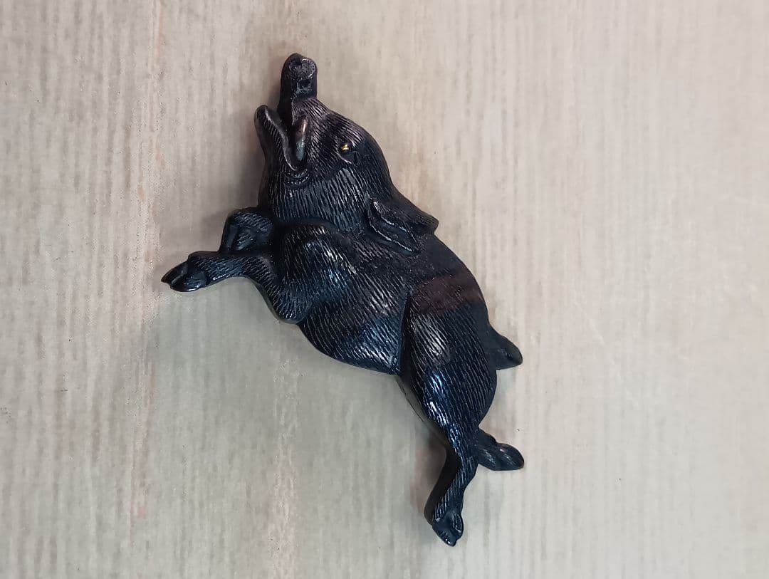 目貫／猪／在銘あり／特別貴重鑑定書