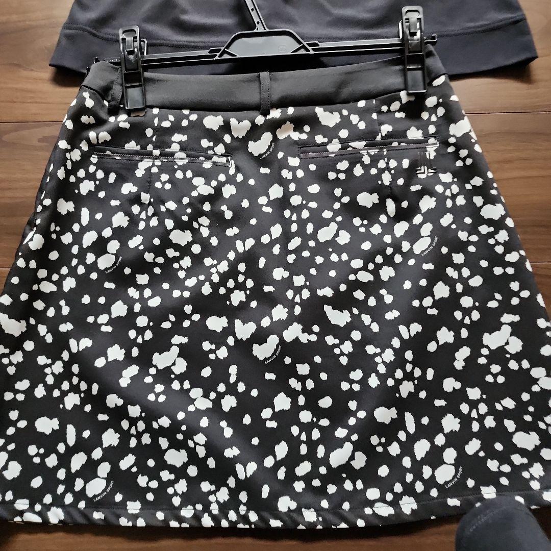 黒と白のスポット柄 Aラインスカート