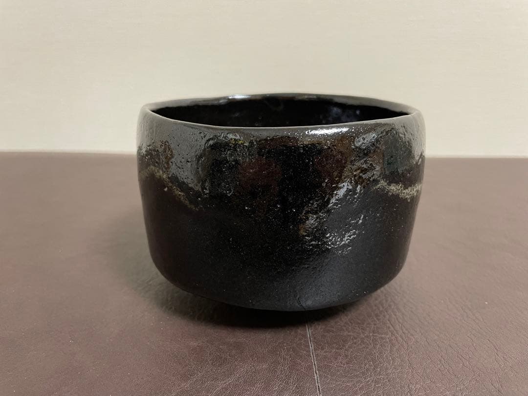 十代大樋長左衛門　黒茶盌　共箱　共布　栞　茶碗　大樋焼　楽茶碗　茶道具