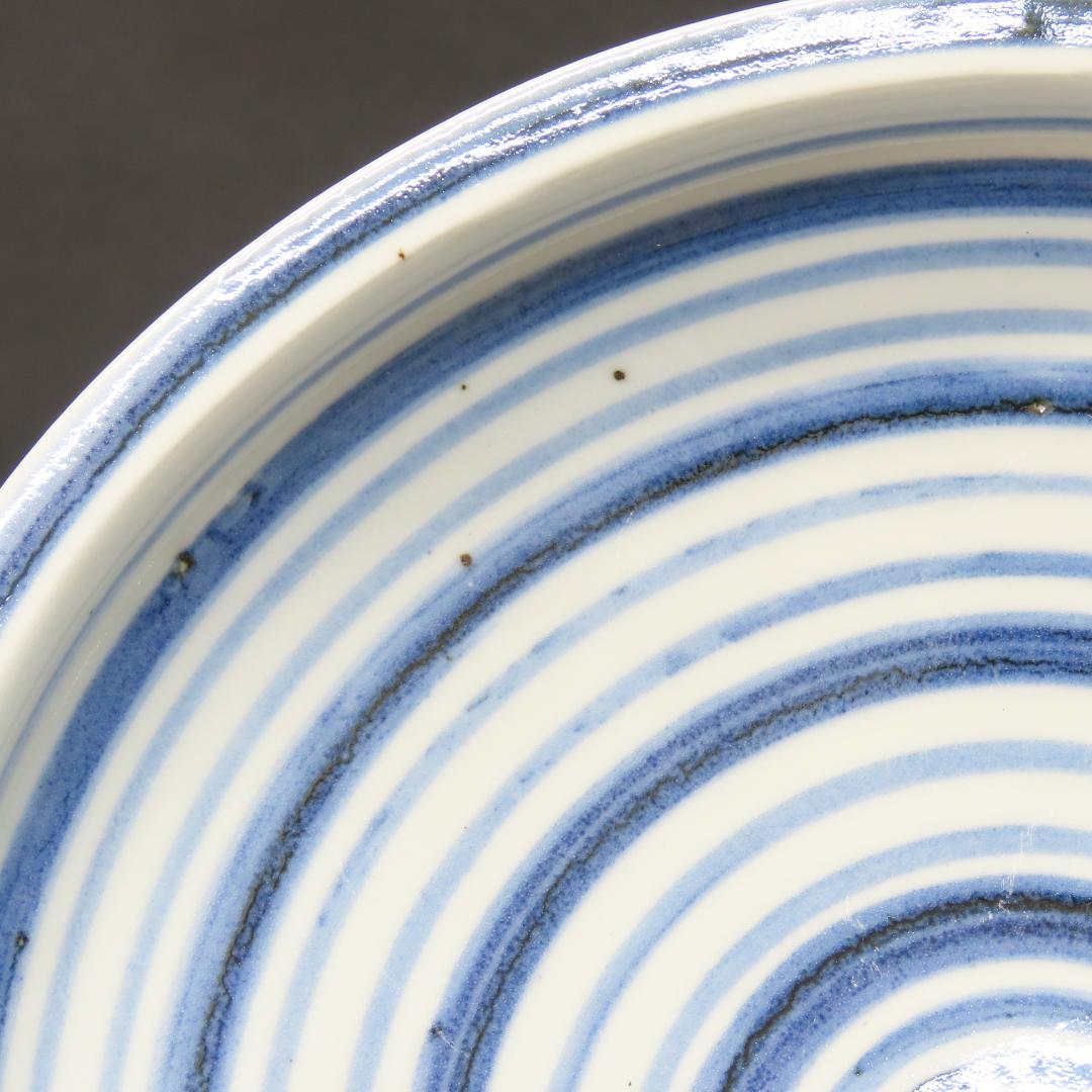 353【初期伊万里写 染付輪線文 七寸皿】　検)加藤静允 / 古伊万里