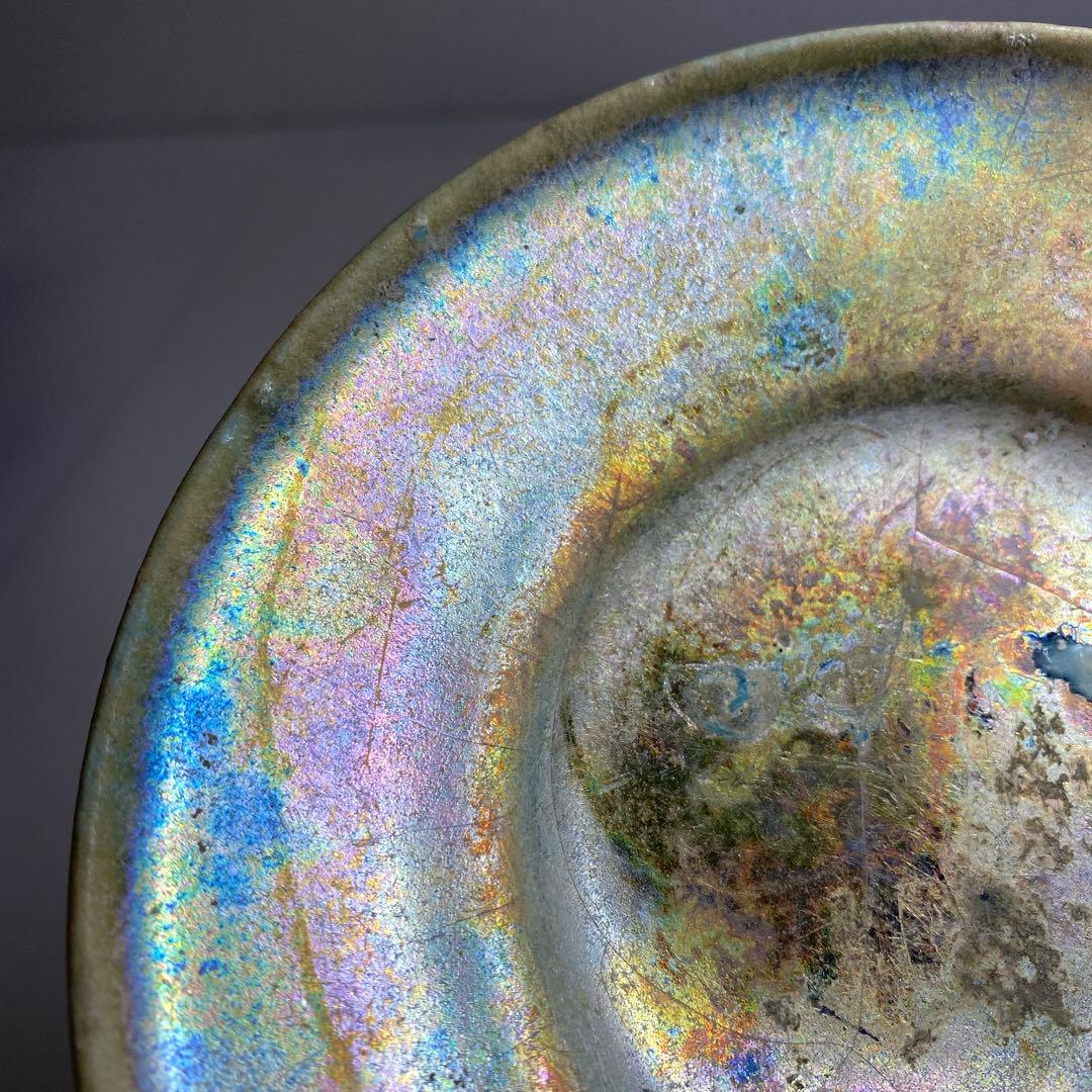 専用　古代　紀元前ペルシャ銀化茶碗　木箱付　直径約15㎝ 東Y7-0402☆2F