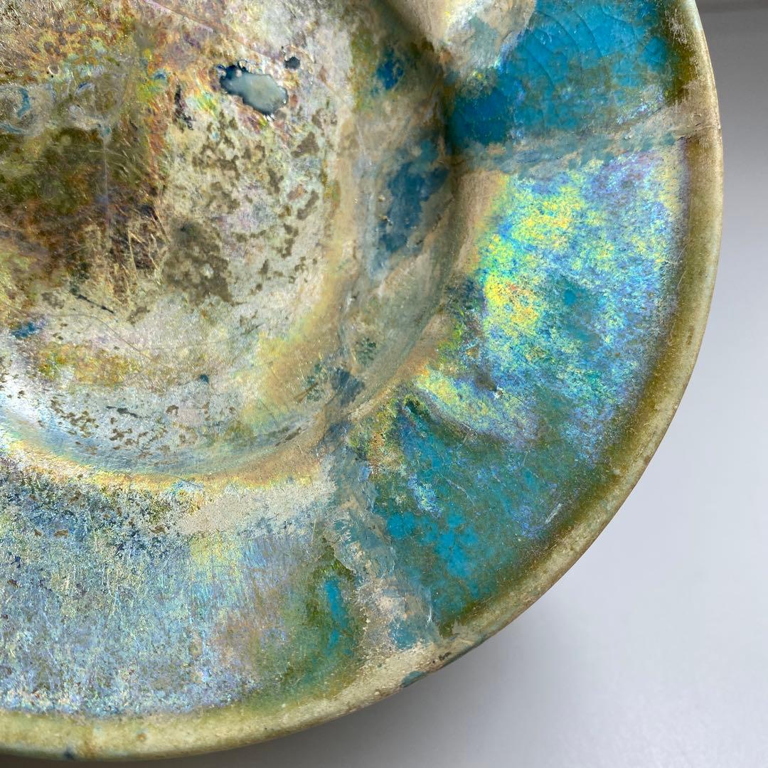 専用　古代　紀元前ペルシャ銀化茶碗　木箱付　直径約15㎝ 東Y7-0402☆2F