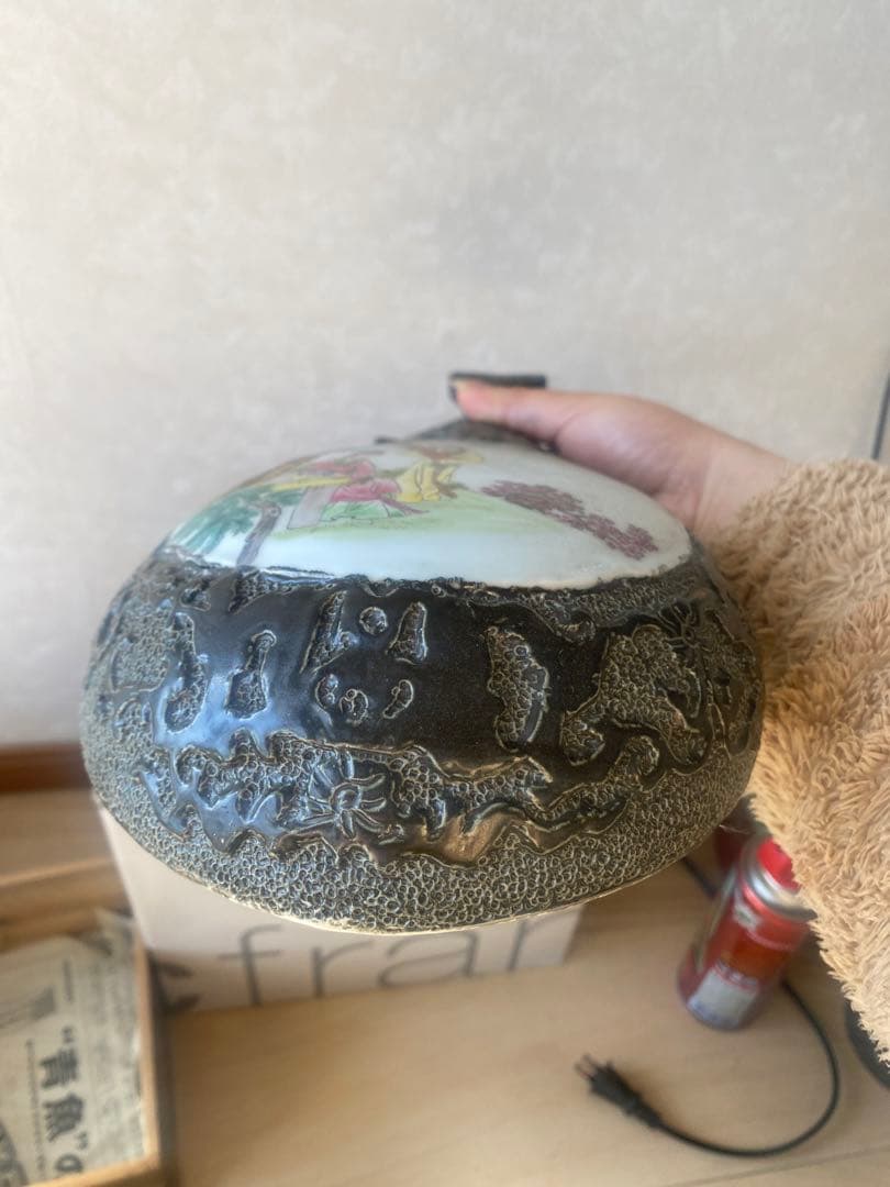 最終値下げ　中国　景徳鎮製　民国時代琵琶型壁掛け